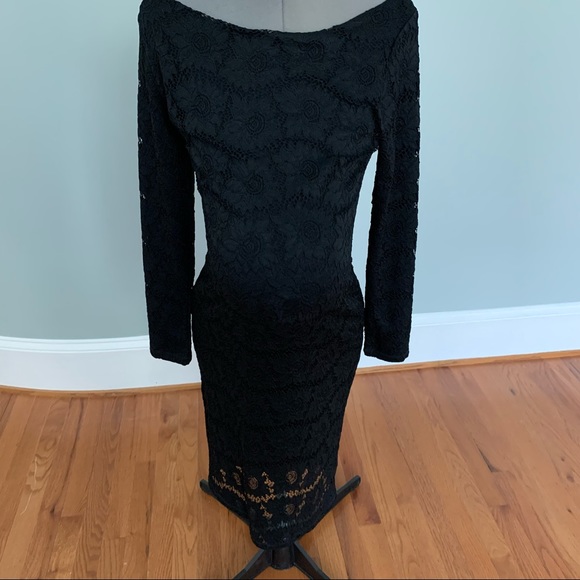 Ingrid & Isabel maternity long sleeve black lace straight fit dress medium size - Picture 7 of 8